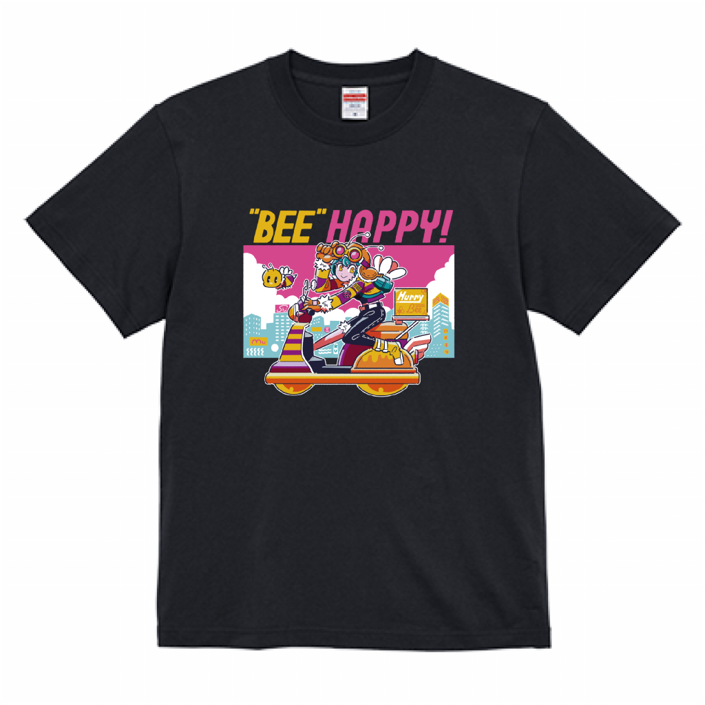 【工場発送】"BEE"HAPPY! Tシャツ designed by hachimitsu